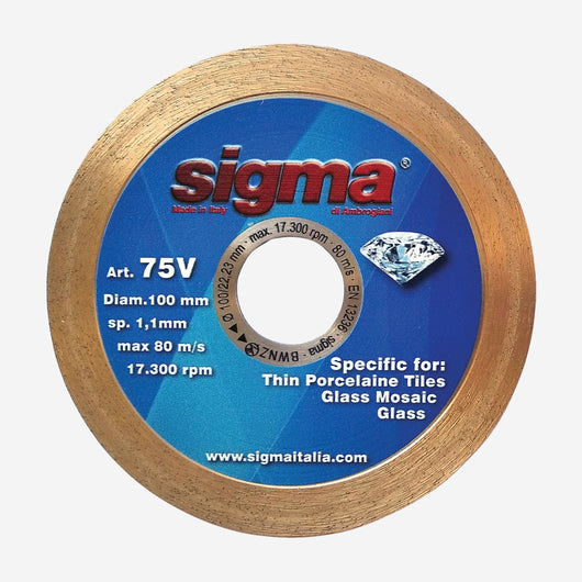 Disco diamante Ø 100 mm para vidrio (Art.75V) - Sigma Spain - Discos + Muelas